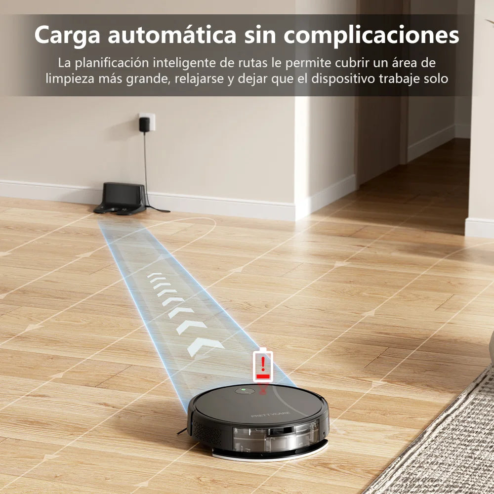 PrettyCare C2 Roboter-Staubsauger und Wischmopp, 4000 Pa Saugkraft, Roboterstaubsauger mit automatischer Teppichverstärkung, Alexa/WLAN/App