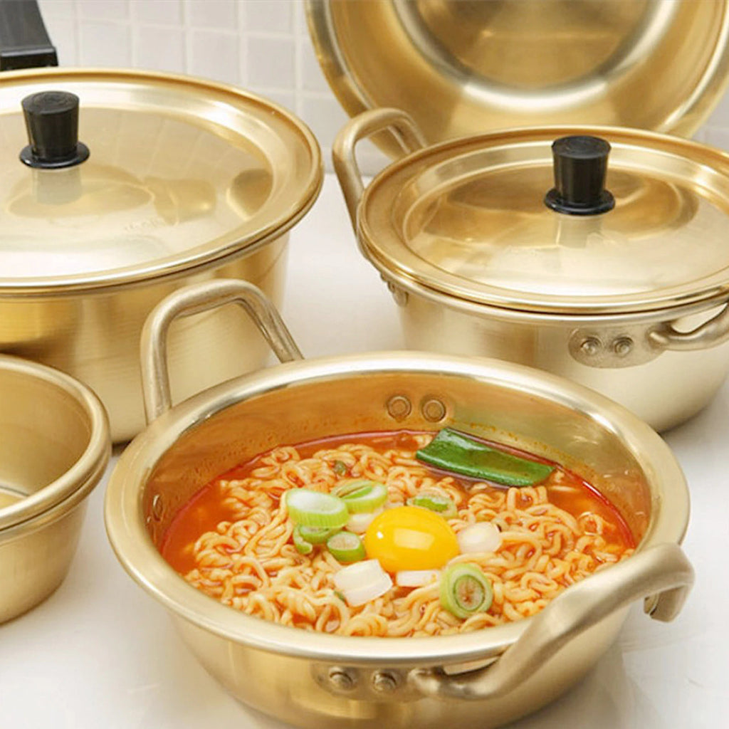 Koreanischer Ramen-Topf Nudeln Paomian Verdickter gelber Aluminiumtopf Suppentopf Hot Pot Goldene Küche Kochgeschirr Wok