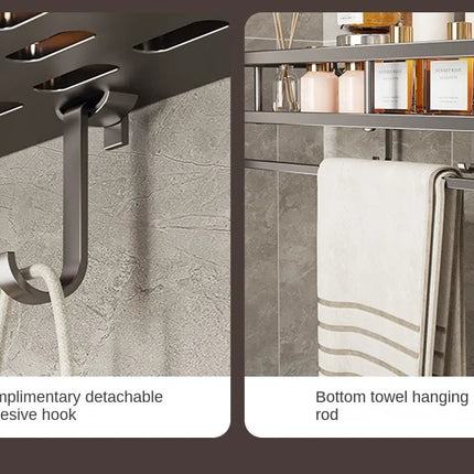 Scaffale contenitore multifunzionale da cucina di lusso leggero, portaspezie da parete senza foratura, mensola da parete in acciaio inossidabile