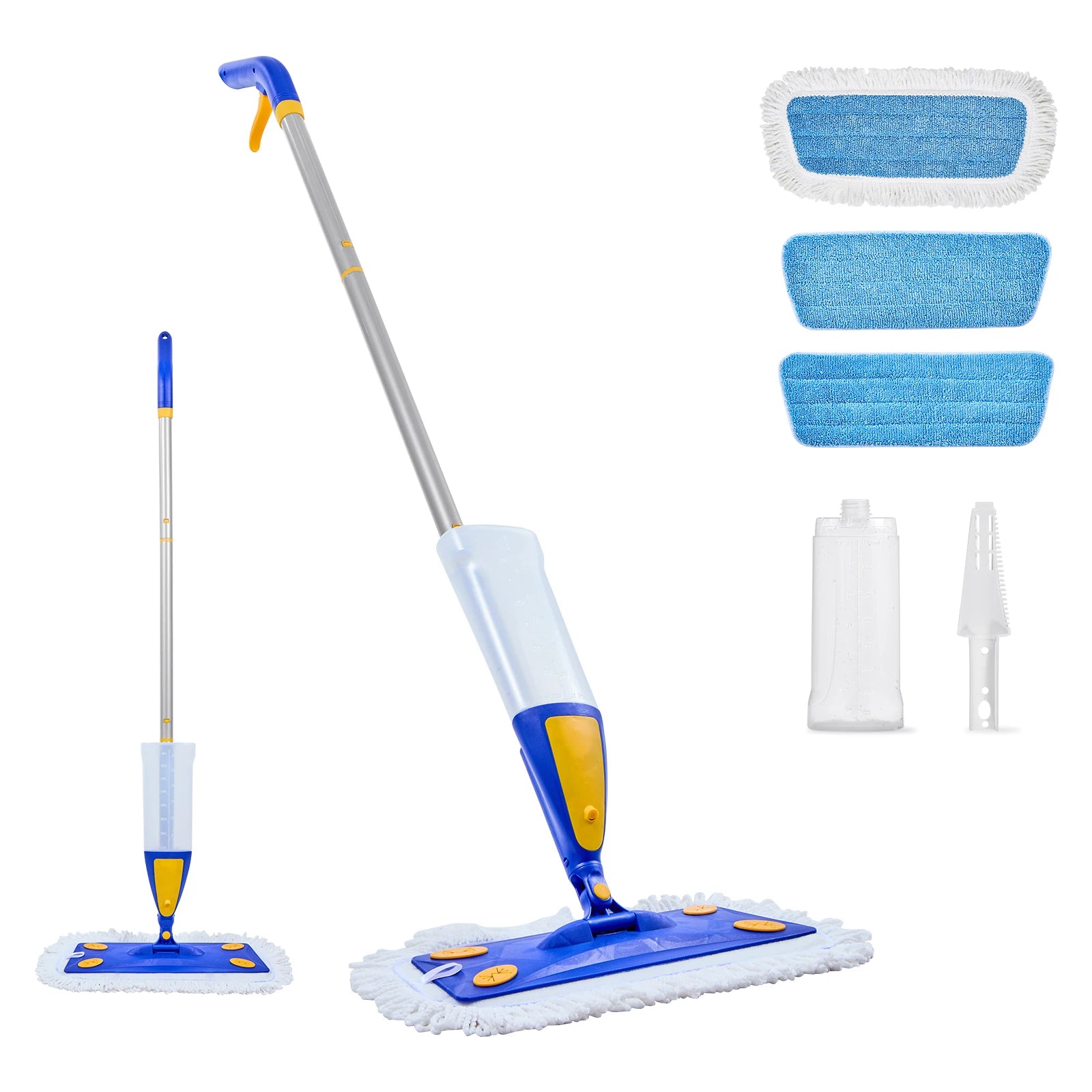 SucceBuy Sprühwischer mit 3 waschbaren Tüchern, nachfüllbarer 27oz Wassertank für die Trocken- und Nassreinigung von Fliesen-/Vinyl-/Holzböden im Haushalt