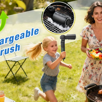 Spazzola Elettrica per Barbecue con 3 Impostazioni di Velocità, 180° Pulitore per Griglie e Affumicatori da Esterno con Testa Regolabile, 90 Minuti di Autonomia