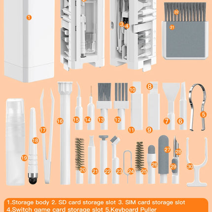 20/32 in 1 Kit di pulizia profonda multifunzione per porte iPhone, AirPod, tastiere e rimozione tasti - Strumenti di precisione