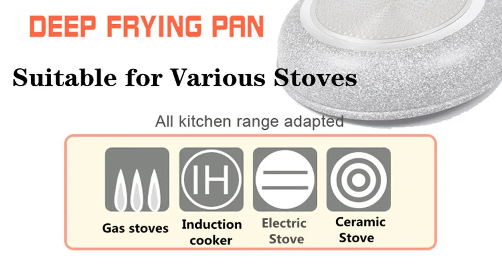 Durable Stein-Bratpfanne Wok Antihaft-Keramiktopf Induktionsfritteuse Steak Kochen Gasherd Pfanne Kochgeschirr Werkzeug für Küchenset