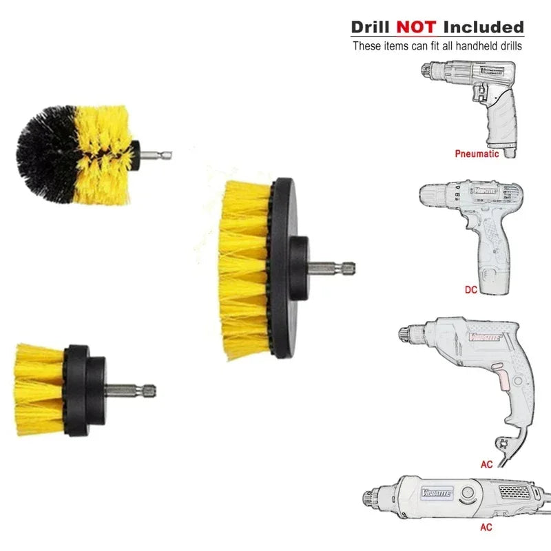 3/5 pezzi kit spazzola per trapano elettrico spazzola per pulizia elettrica per moquette superficie del bagno vasca mobili doccia piastrelle pneumatici strumento di pulizia