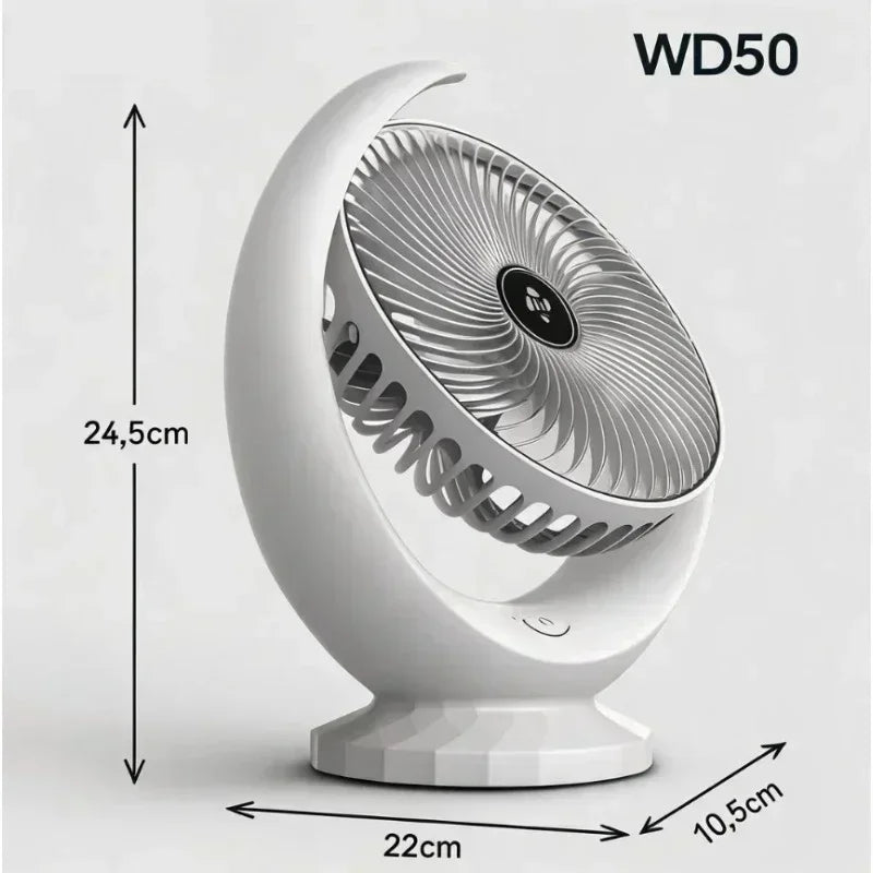 Tragbarer Mini-Ventilator, 3000mAh, faltbar, Tisch-, Outdoor-, Nacken-Ventilator, 5 Geschwindigkeiten, USB wiederaufladbar, mit Telefonhalter und Display