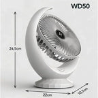 Tragbarer Mini-Ventilator, 3000mAh, faltbar, Tisch-, Outdoor-, Nacken-Ventilator, 5 Geschwindigkeiten, USB wiederaufladbar, mit Telefonhalter und Display