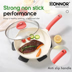 DONNOR 13-teiliges Topf- und Pfannenset, Kochgeschirr-Set, Induktionskochgeschirr-Set, Induktions-Töpfe und -Pfannen-Set, ofenfest JT448