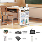 Mobile Bücherablage mit feststellbaren Rollen – Robuster Bücherregalwagen, herausnehmbarer Organizer mit Becherhalter für Zuhause und Büro