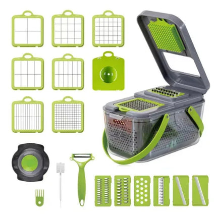 Multifunctional 16/25 in 1 Chopper with Handle, Food Grater, Vegetable Slicer, Kitchen Tool.