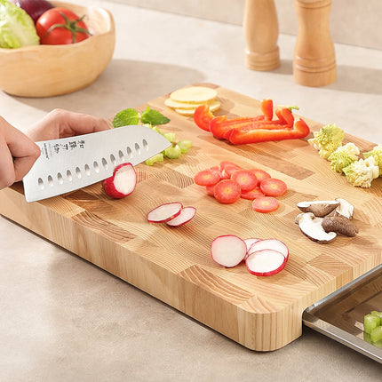 HEZHEN Tagliere in legno di frassino può essere posizionato Vassoio in legno massello Splicing Tagliere da cucina Vassoio per alimenti Tavola per piedi di drenaggio