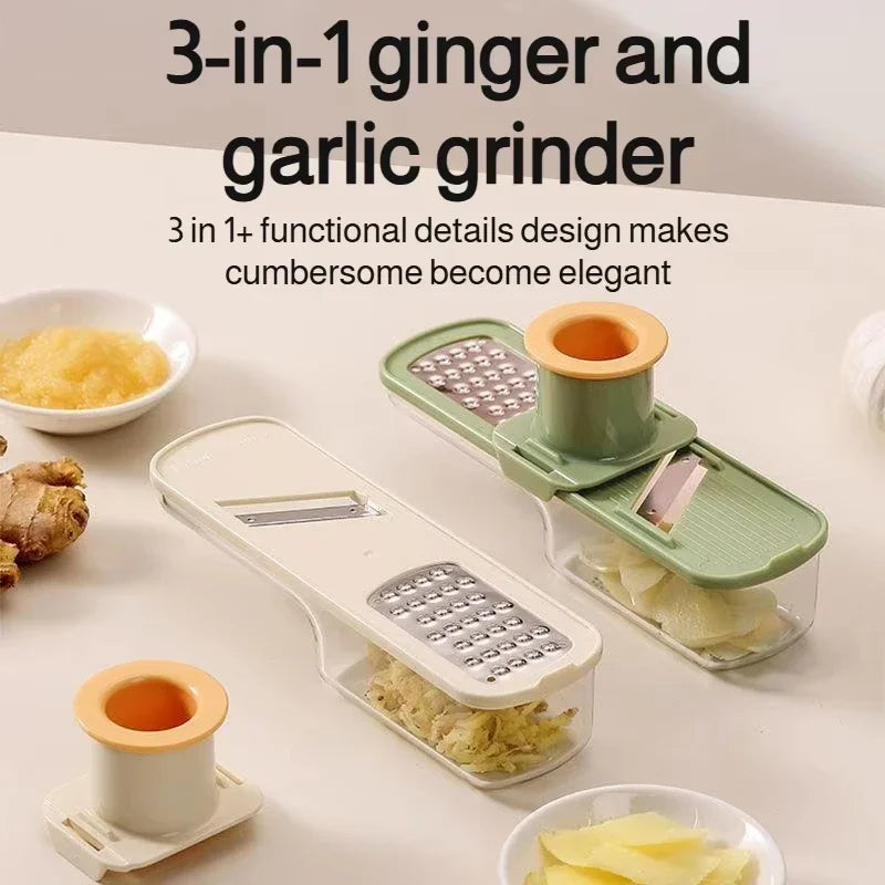 Gemüseschneider Multifunktionales Küchengerät, 3-in-1 Lebensmittelzerkleinerer für Tomaten, Karotten, Käse, Zwiebeln, tragbarer Hobel