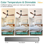 Ventilatore da soffitto in legno Sofucor da 48 pollici con luce e telecomando, motore DC silenzioso, 6 velocità, alta velocità del vento, per camera da letto e soggiorno