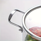 5,5 Liter Glas Topf mit Deckel, Glas Herd, Großvolumiger Suppentopf, Borosilikatglas Auflaufform mit Zweiohr-Suppentopf, Edelstahl
