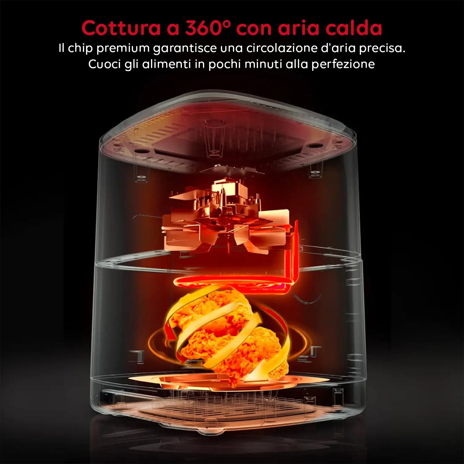 Friggitrice Aria 12L con Display LED Touch Timer 60 Min e Ricette Preimpostate