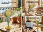 Ventilatore portatile a spruzzo, potente mini ventilatore da tavolo USB, flusso d'aria a 3 velocità, perfetto per casa, ufficio, camera da letto e viaggi all'aperto.