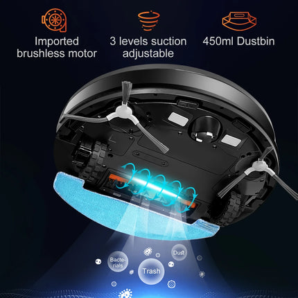 ABIR K30 Robot Vacuum Cleaner, Automatic Emptying Station, Lidar Laser, 6500PA Suction, Multi-Floor Mapping, Smart Home Appliance for Dry and Wet Cleaning