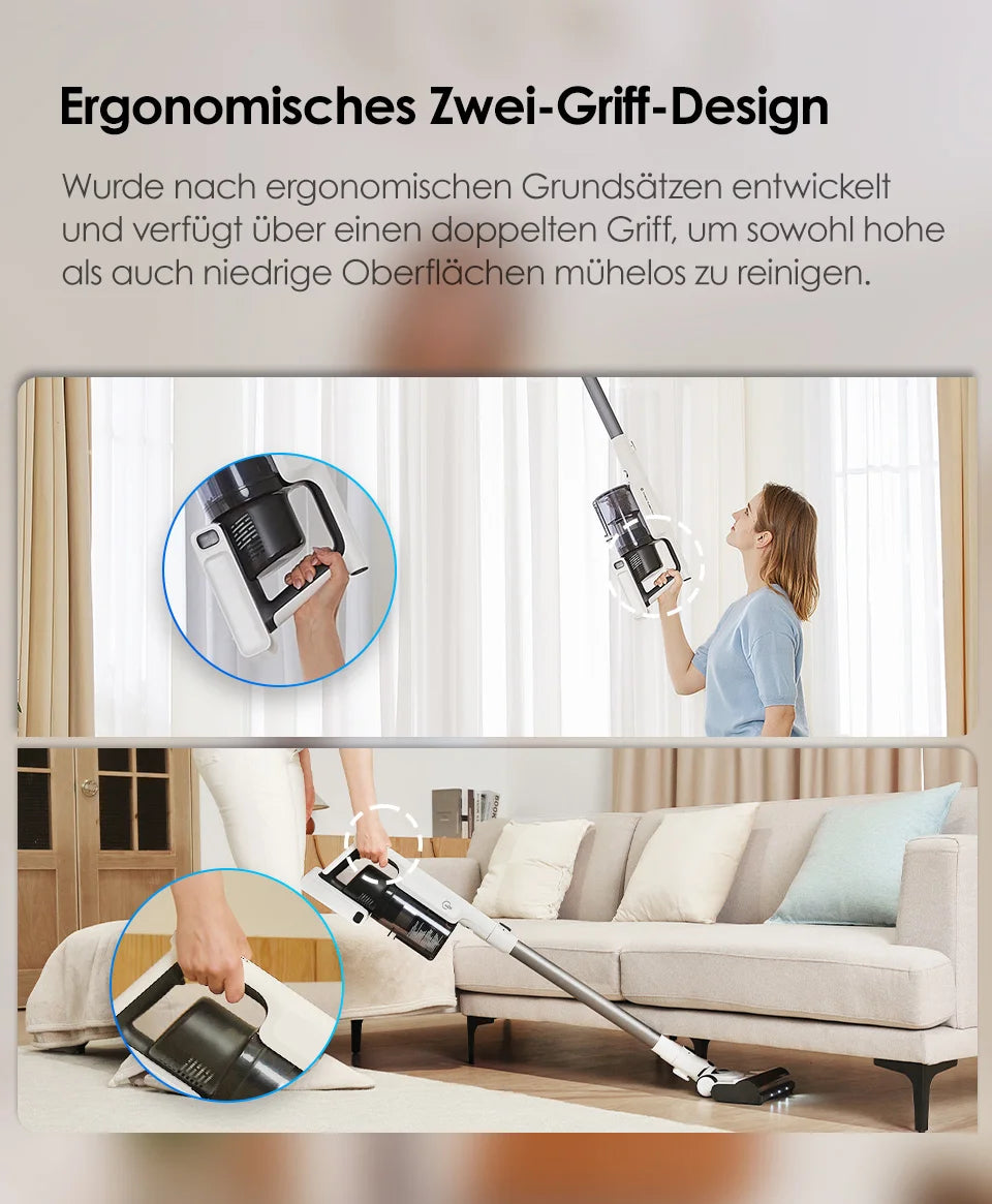 Tineco A30S, Akku-Staubsauger, 160 W Saugleistung, 60 Minuten Laufzeit, 1 L Staubbehälter, ZeroTangle-Bürste, PureCyclone-Technologie, LED-Licht