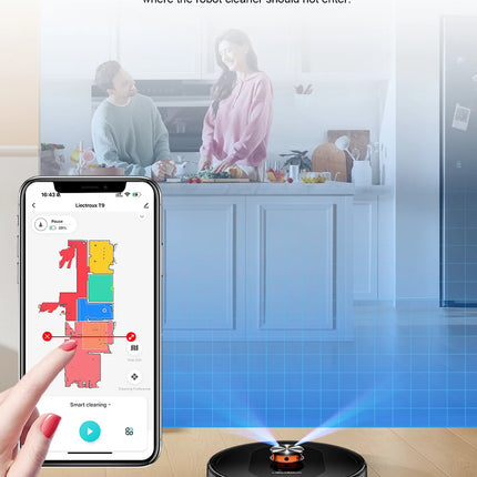 Liectroux T9 Robot Vacuum and Mop with LDS Navigation, 6500Pa Powerful Suction, Auto-Empty Station, Multi-Floor Mapping, Carpet Boost, Tangle-Free Brushes, 2.4/5GHz WiFi
