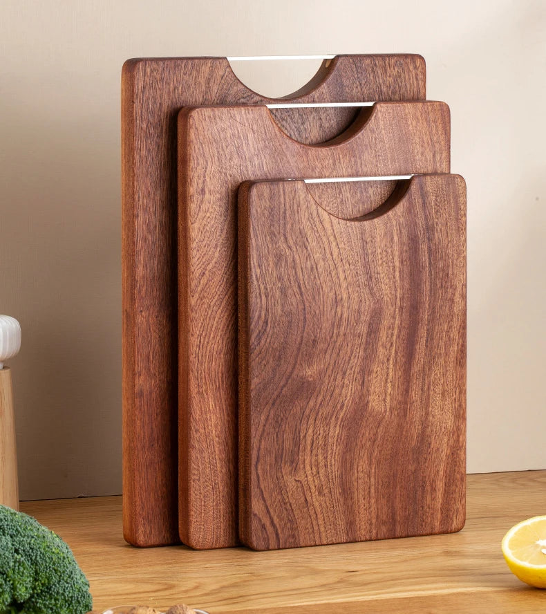Quadratisches flaches Schneidebrett aus massivem Ebenholz, multifunktionales doppelseitiges Küchen-Schneidebrett aus Vollholz