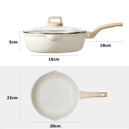 DONNOR Padella con coperchio, padella antiaderente a induzione, padella per uova in granito, padelle per frittata con manico resistente al calore JT280