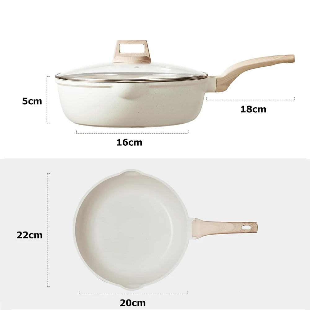 DONNOR Padella con coperchio Padella antiaderente a induzione Padella per uova in granito Padelle per frittata con manico resistente al calore JT280