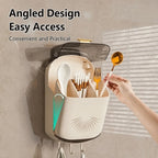 Porta Bacchette da Cucina a Parete Senza Foratura, Pieghevole, Antipolvere, con Drenaggio, per Uso Domestico