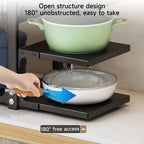Multifunktionaler Küchen-Organizer, verstellbarer Topfhalter mit Abtropfschale, rostfreier Metall-Organizer für unter der Spüle oder auf der Arbeitsplatte