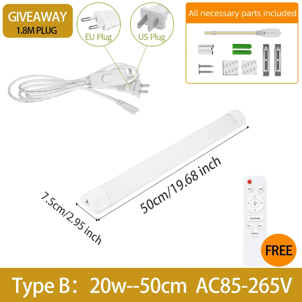 Luci a led Lampada da cucina sotto l'armadio A85-220V 10w 20w Tubo a led super luminoso con linea di interruttori da 1,8 m per lampade da interno per la camera da letto di casa