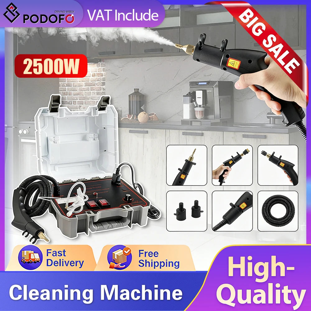 Podofo Dampfreiniger 1500W Hochtemperatur- und Hochdruckdampfreiniger, Dampfreiniger für Küchenabzugshauben, Sterilisations- und Sprühwaschmaschine