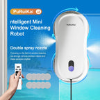PuRuiKai Automatischer Fensterputzroboter mit Doppelspray, 5600Pa Saugleistung, Fernbedienung und Kanten-Erkennung für Zuhause
