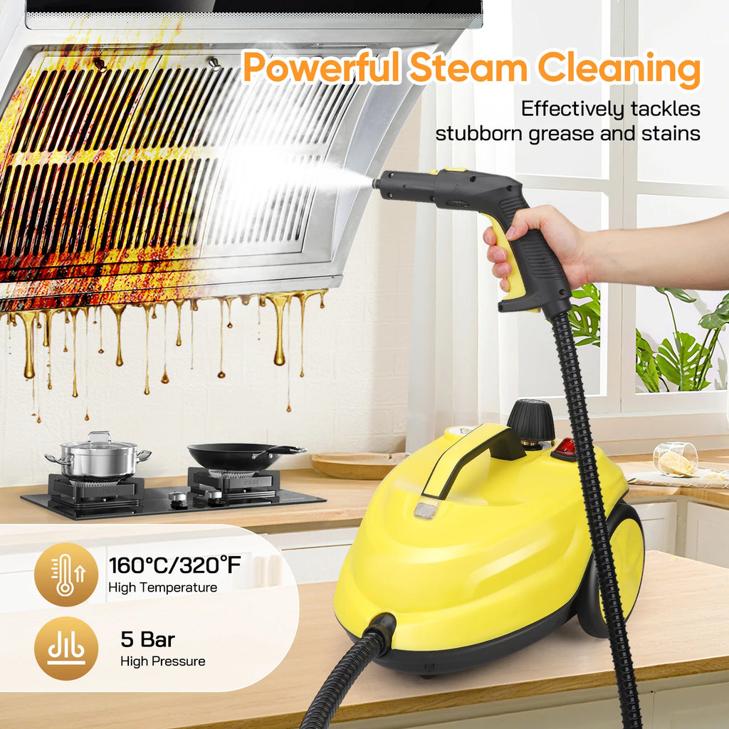2000W Handdampfreiniger für Frauen mit Wischfunktion, 2L Großtank, bis zu 320°C, 3-8 Minuten, 3m Netzkabel, Bodenreinigung, 110V-240V