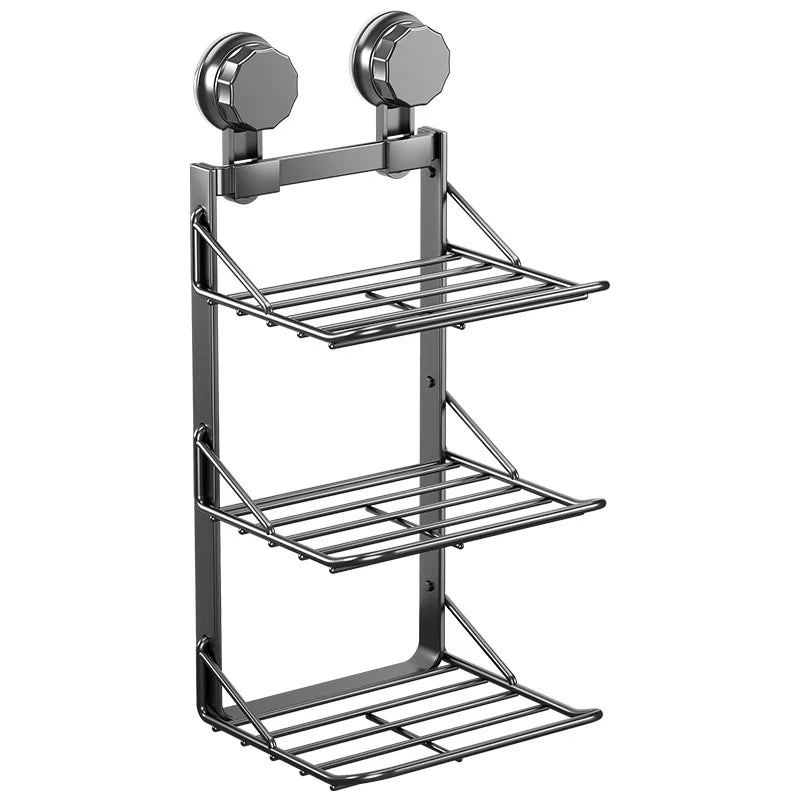 Ventosa multistrato Cucina Rastrelliere per verdure Frutta Parete angolare Vassoio per frutta Scaffale da cucina rimovibile Utensili senza trapano
