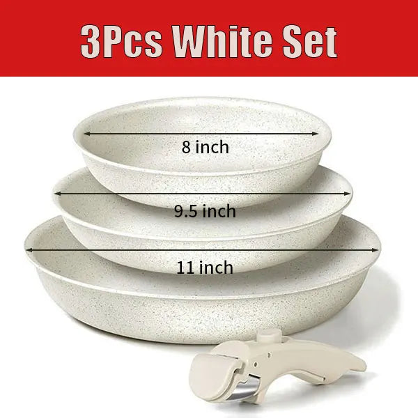 2/3 pezzi padelle set impilabili padelle per uova antiaderenti con manico rimovibile padella antiaderente per bistecche fritte pentola di cottura pentole