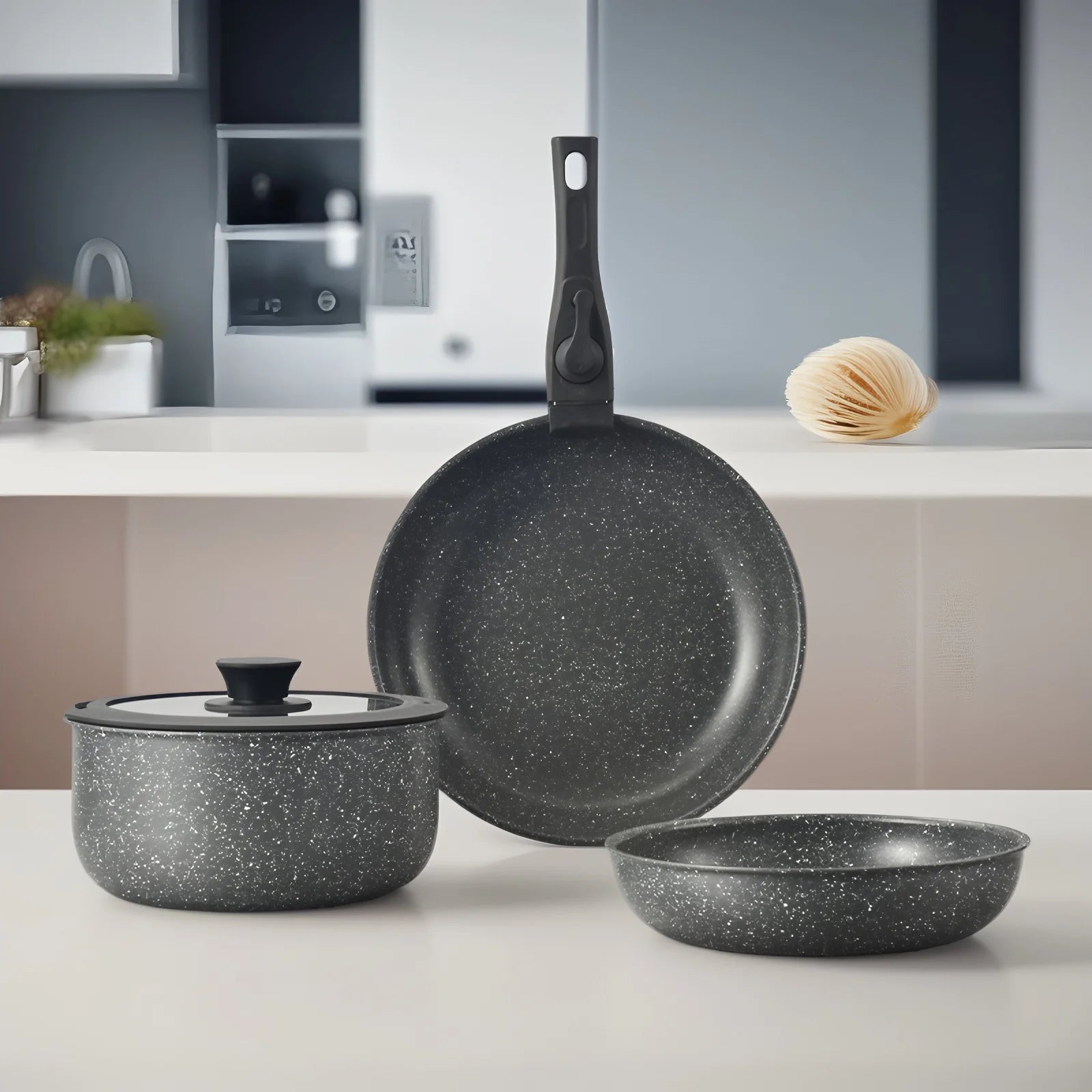 Set di pentole GIYOCA con manici staccabili, antiaderenti in ceramica, senza PFOS e PFOA, adatti per induzione/forno/lavastoviglie, compatibili con tutti i tipi di fornelli, idea regalo per la cucina.