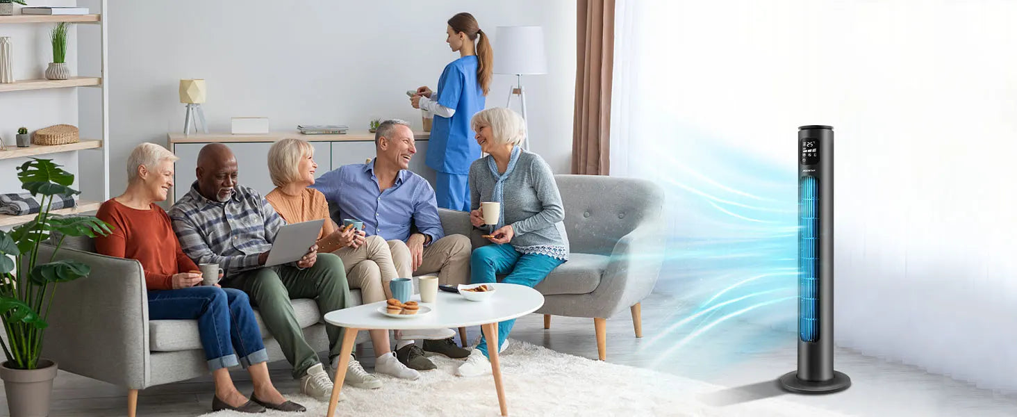 Aigostar Ross Smart - Intelligenter WiFi Turmventilator mit Fernbedienung, 50W, LED-Anzeige, 70° Oszillation, 3 Geschwindigkeiten, 3 Modi, 24-Stunden-Timer, APP-Steuerung, geeignet für Zuhause und Büro