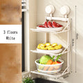 Ventosa multistrato Cucina Rastrelliere per verdure Frutta Parete angolare Vassoio per frutta Scaffale da cucina rimovibile Utensili senza trapano