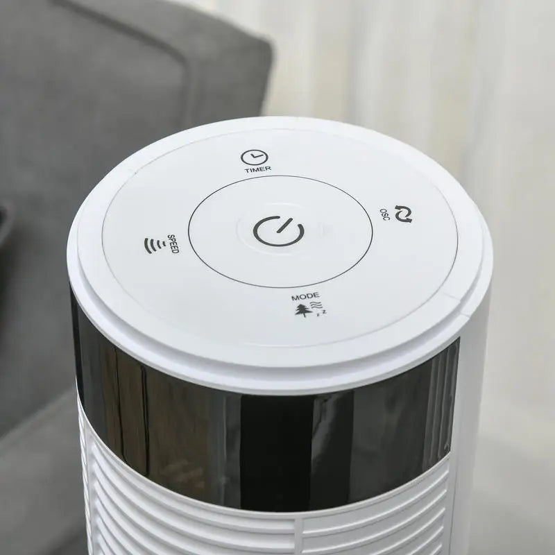 Ventilatore a colonna bianco con 3 velocità e 4 modalità di ventilazione, timer programmabile 12 ore, pannello di controllo LED e telecomando, oscillazione automatica per raffreddare uniformemente casa e ufficio 31,5 x 31,5
