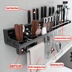 Supporto da parete per portaspezie sospeso, portavasi sospeso, portabottiglie salvaspazio con ganci, ripiano da cucina per utensili