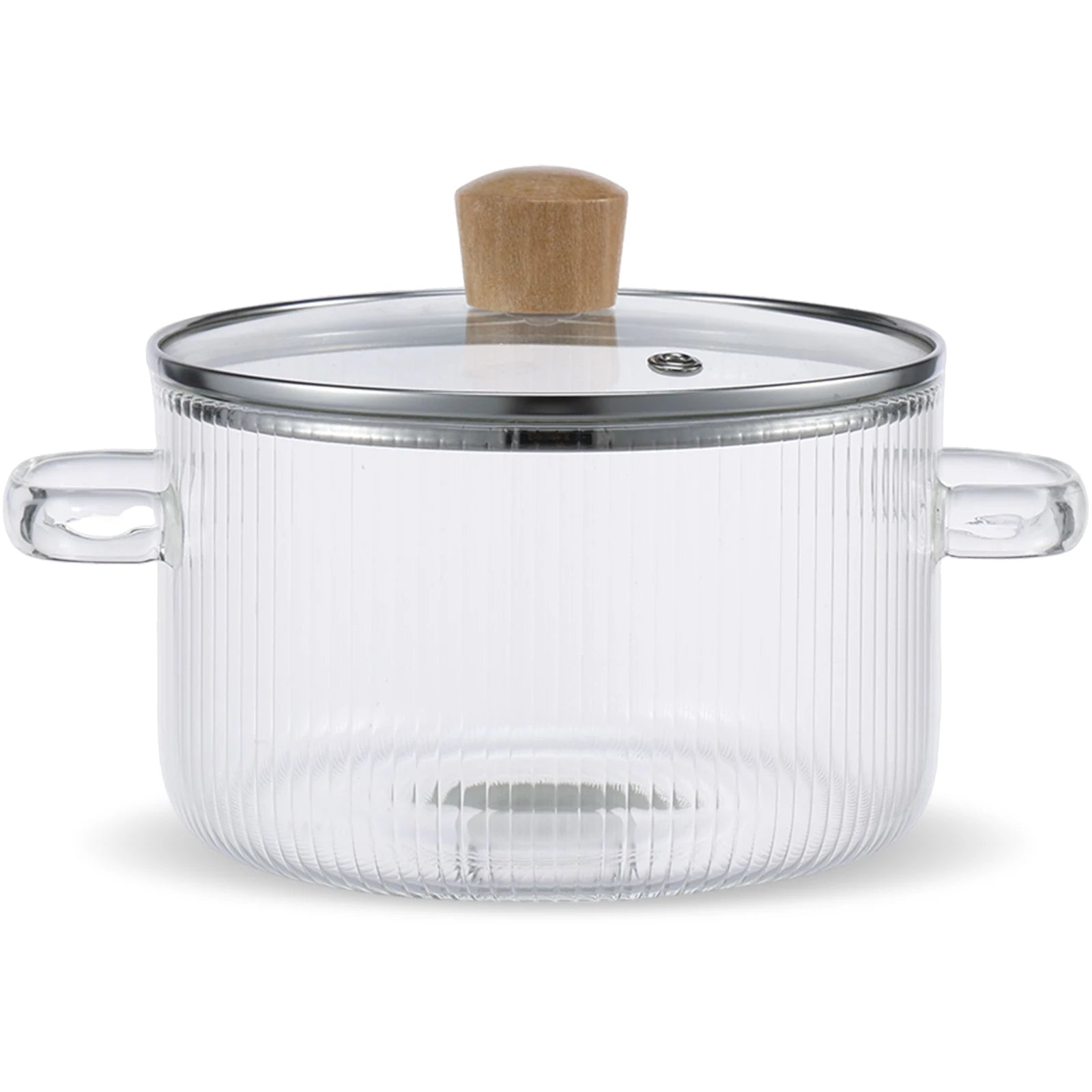 Glasauflauf Topf Transparenter Kochtopf mit Deckel 1,6 L Hitzebeständiger Glas-Suppentopf Doppelgriff-Glastopf Kochgeschirr Küchenutensilien