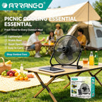 Arrango Solarbetriebener Standventilator, neigbar, leise, 3 Geschwindigkeiten, mit abnehmbarem Solarpanel für Wohnmobil, Angeln, Kühlung bei Stromausfall oder außerhalb des Stromnetzes