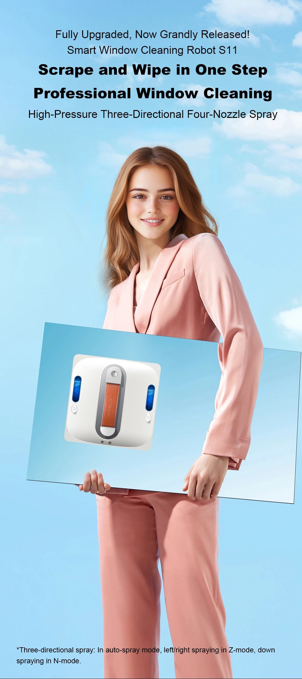 Liectroux S11 Robot Lavavetri, spruzzo d'acqua a 4 vie, robot lavapavimenti e pareti in vetro, potente aspirapolvere, memoria intelligente