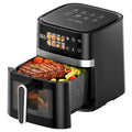 Patbrela Friggitrice ad Aria 5,5L 8-in-1 Forno Elettrico con Schermo LED Digitale e Finestra Visibile, 1350W, Nero