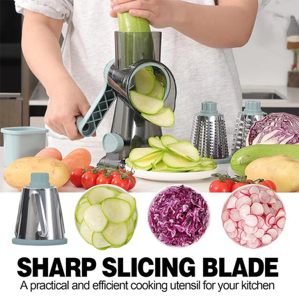 LMETJMA Grattugia Rotante 3 in 1 Versatile Affettatrice Manuale di Verdure Arachidi Noci Smerigliatrice Formaggio Verdura Trituratore Trasparente JT242