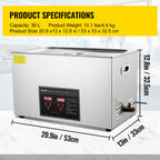 SucceBuy 2L 3L 6L 10L 22L 30L Ultraschallreiniger Edelstahl Tragbarer Reiniger Waschmaschine Ultraschall-Haushaltsgerät