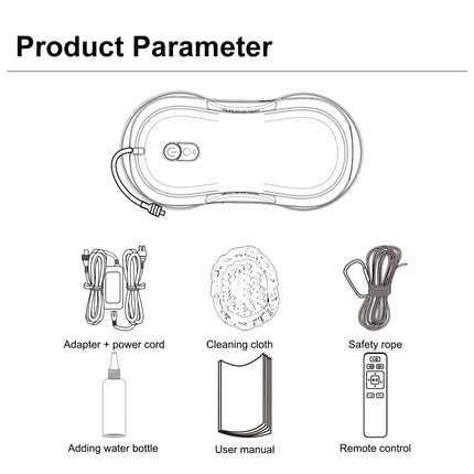 Portable PuRuiKai Window Cleaning Robot, Smart Cleaning with Dual Nozzle Water Sprayer, Remote Control