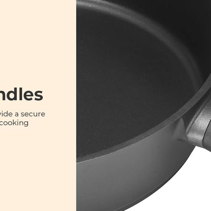 Induction pan with lid, sauté pan, high-sided pan, 28 cm / 3.8 L cooking pot with anti-scald handles