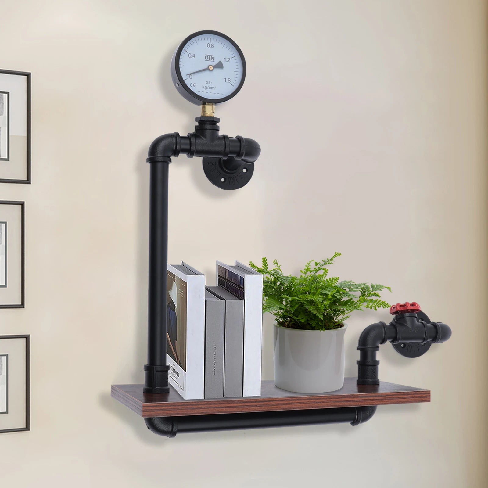 Mensola da parete industriale a 1 piano, tubo rustico, bagno, cucina, mensola galleggiante in ferro e legno per la cucina del bagno di casa