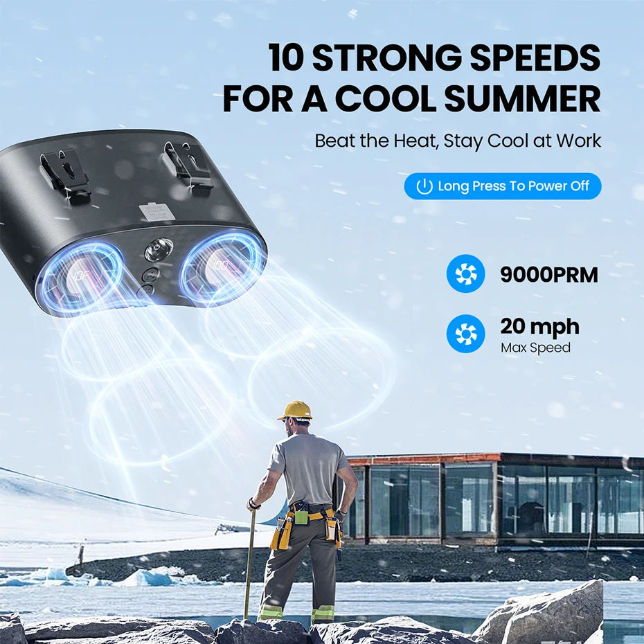 Ventilatore portatile ColdSky Ventilatore personale a 10 velocità aggiornato Ventilatori da scrivania ricaricabili da 20000 mAh con display a LED per cantiere all'aperto
