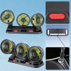 Ventilatore portatile per auto a 3 teste - 2 velocità regolabili, 360° °   Presa Accendisigari Girevole, Potente Flusso d'Aria per Veicoli, Camper e SUV