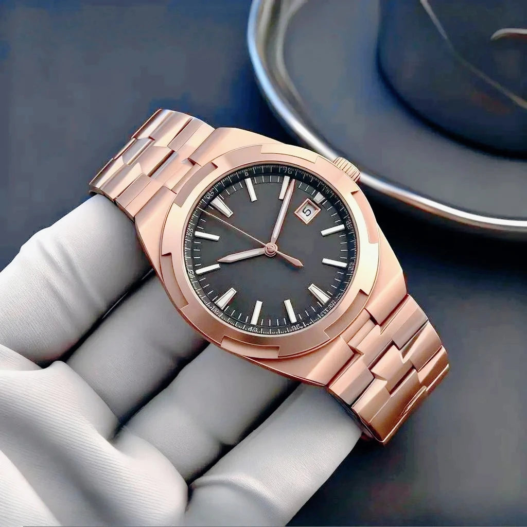 Moderne und elegante Herren-Sportuhren mit automatischem mechanischem Uhrwerk, präzisem und zuverlässigem Uhrwerk, internationalem Reise-Stil, schwarzem und blauem Zifferblatt